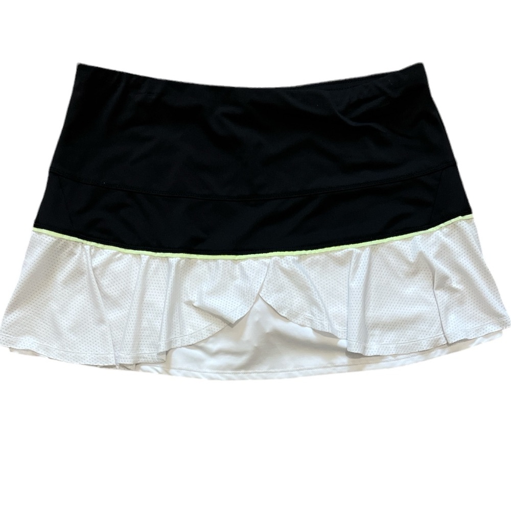 Lucky In Love Women Large  Color-Block Black White Tennis Lined Pull On Skirt
